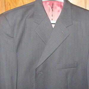 Men, Black stripped, 3 piece suit, 48R.